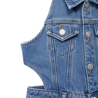 Sleeveless Cut-Out Denim Maxi Dress