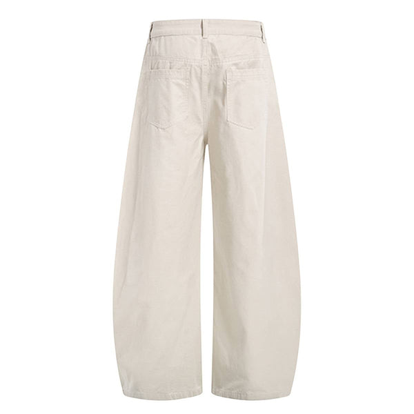 Vintage Washed High-Waist Relaxed Wide-Leg Trousers