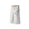 Washed Rabbit Print Polka Dot Bow Detail Relaxed Wide-Leg Bermuda Shorts