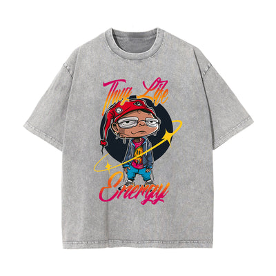 Streetwear Stone Wash Graphic Tee-INNBLAC