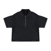 Vintage Washed Denim Zip Polo Shirt