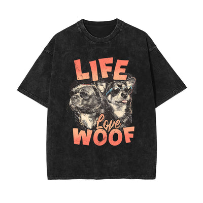 Cute Puppy Stone Wash Graphic Tee-INNBLAC