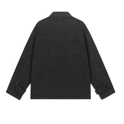 Heavy Washed Distressed Retro Simple Casual Denim Jacket