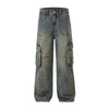 Wide Leg Cargo Denim Pants-INNBLAC