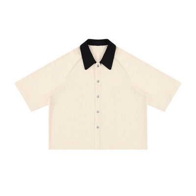 Vintage Washed Colorblock Relaxed Fit Polo T-Shirt
