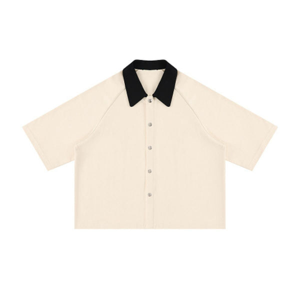 Vintage Washed Colorblock Relaxed Fit Polo T-Shirt