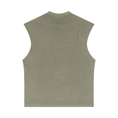 Sleeveless Raw Edge Reverse Tee 275gsm