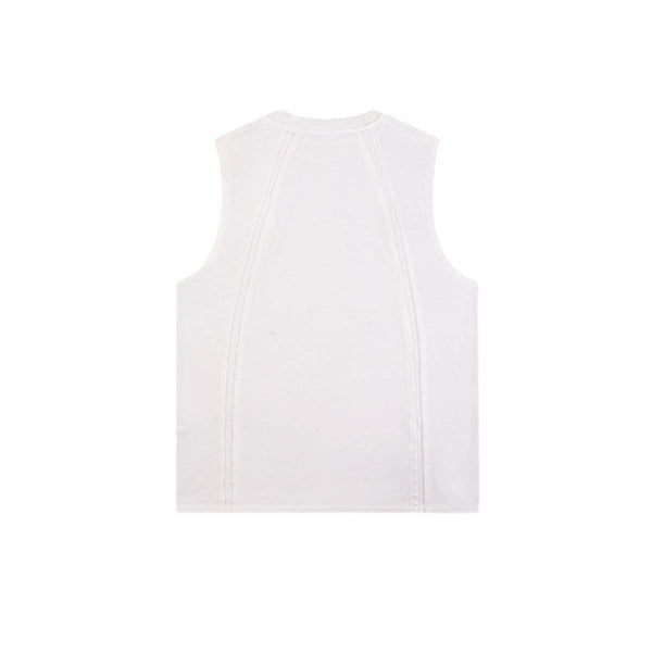 Distressed Raw Hem Patchwork Acid Wash Sleeveless Tank Tee