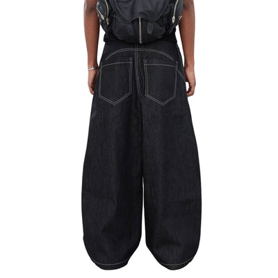 Vintage Hook-Front Barrel-Leg Denim Jeans