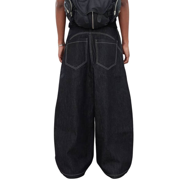 Vintage Hook-Front Barrel-Leg Denim Jeans
