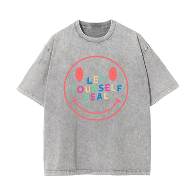 Smiling Emoji Graphic Washed Tee-INNBLAC