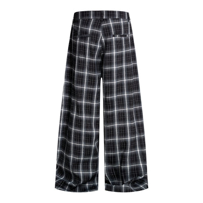 Vintage Hip-Hop Plaid High-Street Baggy Wide-Leg Trousers