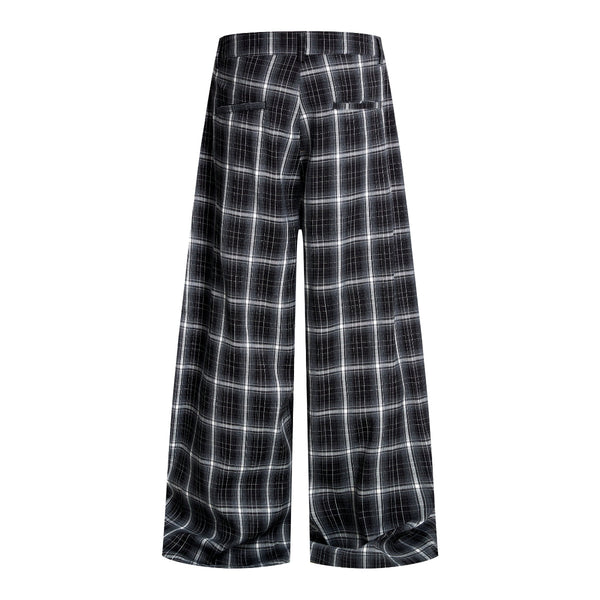 Vintage Hip-Hop Plaid High-Street Baggy Wide-Leg Trousers