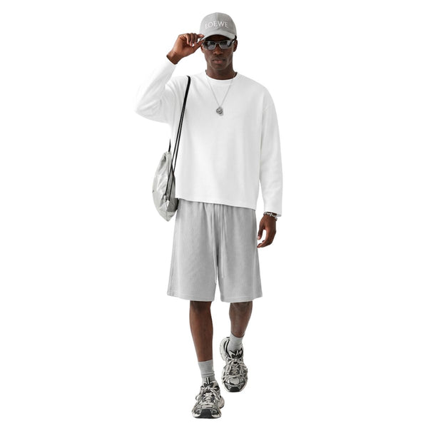 260G Waffle Knit Boxy Long Sleeve Tee