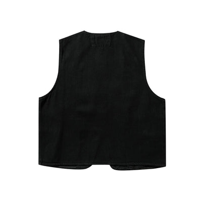 Relaxed Washed Zip-Up Denim Vest