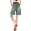 Mud Washed  Women's Vintage Washed Bermuda Denim Shorts