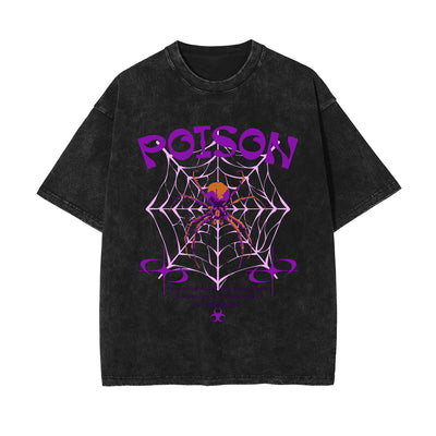 Poison Brutalism Stone Wash Graphic Tee-INNBLAC