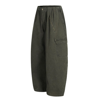Men's Vintage Punk Cargo Pants – Wide-Leg, Zipper & Pockets