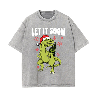 Let It Snow Graphic Washed Tee-INNBLAC