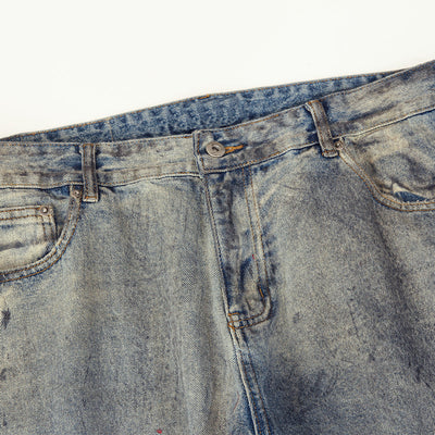 Vintage Distressed Ripped Relaxed-Straight Jeans
