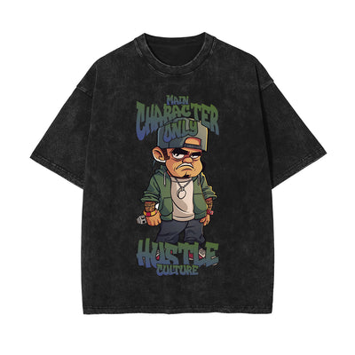 Streetwear Stone Wash Graphic Tee-INNBLAC