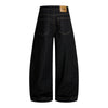 Raw Yellow-Stitch Wide-Leg Curved Baggy Denim Pants