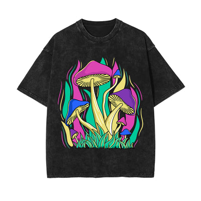 Neon Mushroom Stone Wash Graphic Tee-INNBLAC