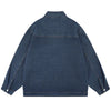 Heavy Industry Retro Zipper Stand Collar Motorcycle Wear Washed Denim Jacket