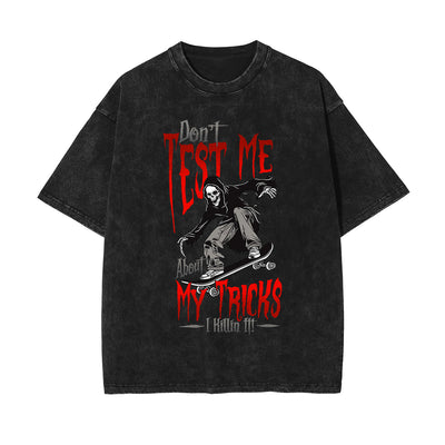Skeleton Skate Stone Wash Graphic Tee-INNBLAC