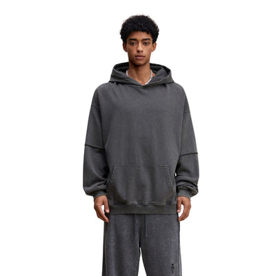 Two-Layer Sleeve Acid Washed Cotton Hoodie