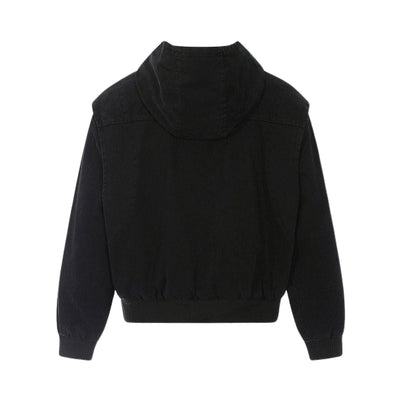 Vintage Washed Hooded Denim Work Jacket for Men