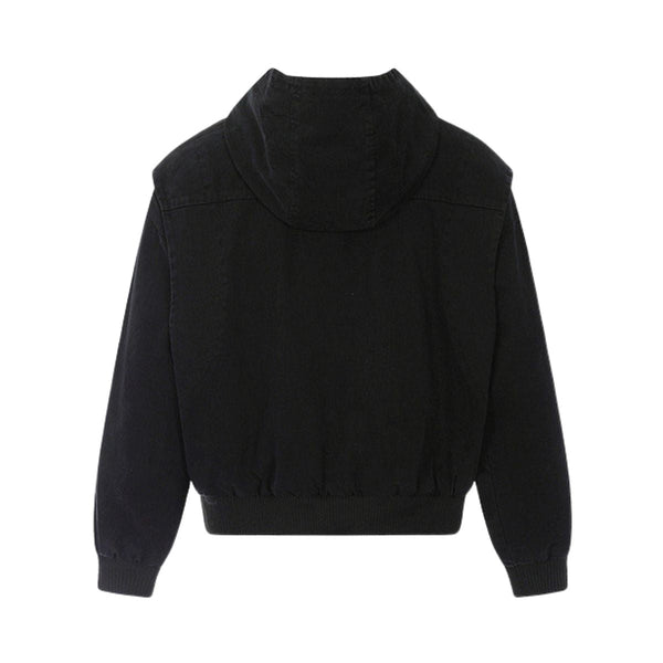 Vintage Washed Hooded Denim Work Jacket for Men