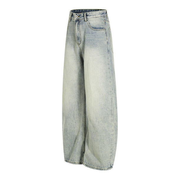 Men's Heavy-Washed Distressed Loose Straight-Leg Denim Pants