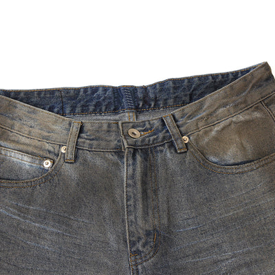 Wrinkle Wash Heavy Ripped Denim Pants