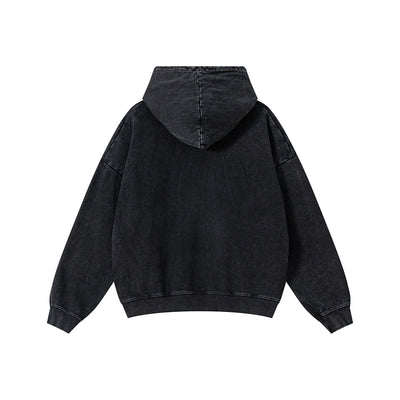 Heavyweight Washed Cotton Zip-Up Hoodie