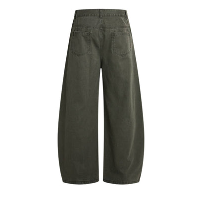 Vintage Washed Curved-Leg Trousers