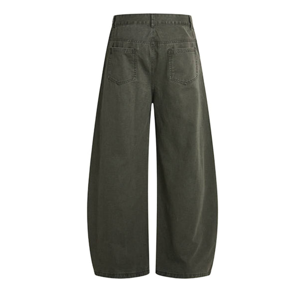 Vintage Washed Curved-Leg Trousers