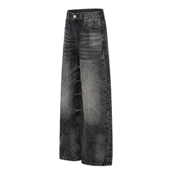 Vintage Washed Wide Leg Lightning Whisker Jeans