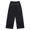 Embroidered Black Washed Baggy Jeans