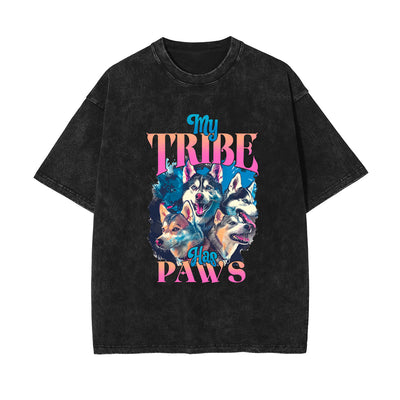 Cute Puppy Stone Wash Graphic Tee-INNBLAC