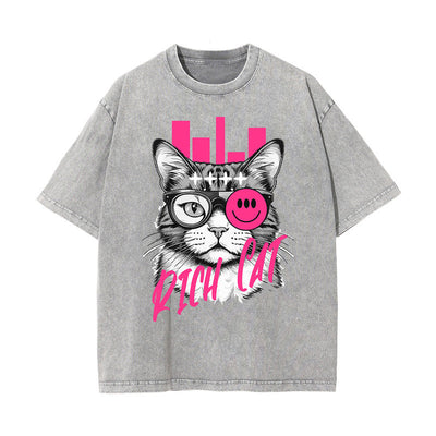 Rich Cat Funny Urban Graphic Tee-INNBLAC