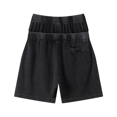 West Coast Waffle Double Waistband Snow Washed Distressed Shorts