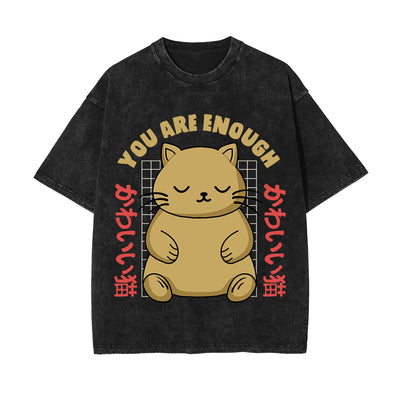 You Are Enough Graphic Washed Tee-INNBLAC