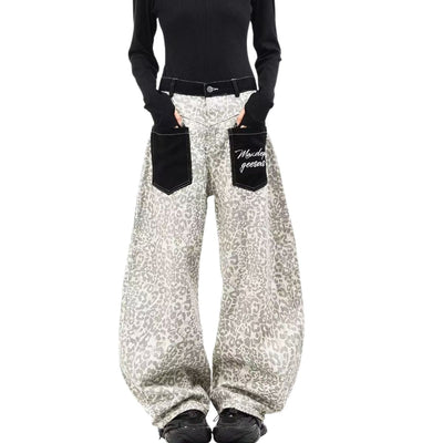 Vintage Leopard Print Balloon Leg Jeans