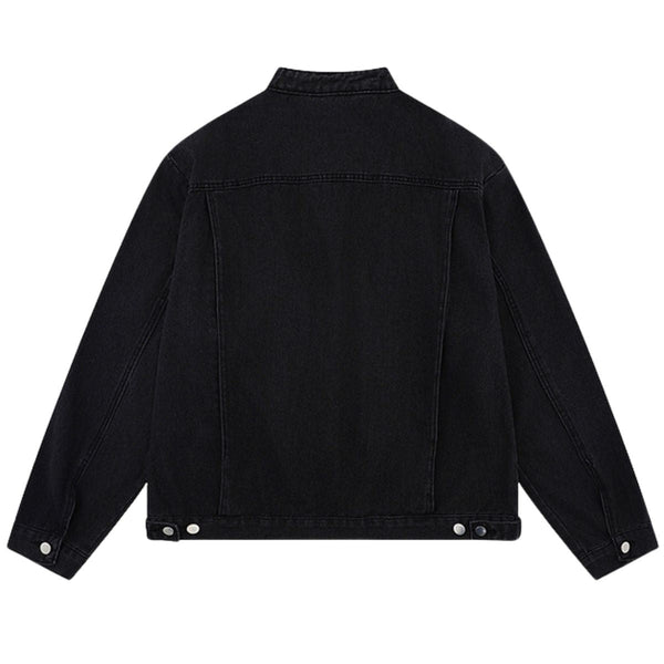 Retro Washed Distressed Stand Collar Hip-hop Short Denim Men's Jacket