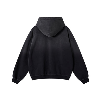 Relaxed Overdyed Ombre Faded Cotton Hoodie