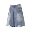 Distressed Washed Wide Leg Denim Shorts