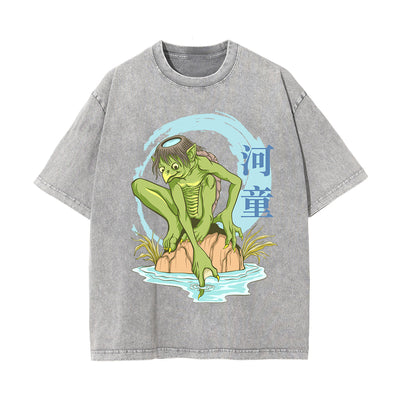 Chinese Characters Water Monster Graphic Tee-INNBLAC