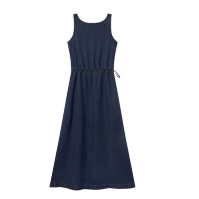 Floral Print Denim Spaghetti-Strap Dress