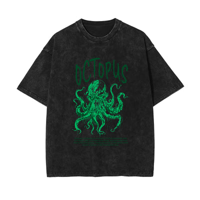 Octopus Streetwear Stone Wash Graphic Tee-INNBLAC